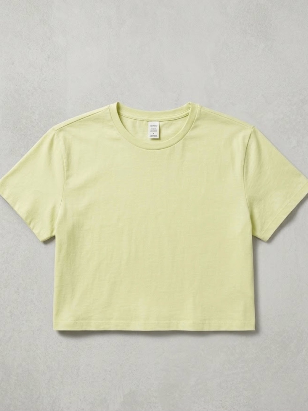 NWOT Double Zero Light Yellow Cropped T-Shirt Size Large